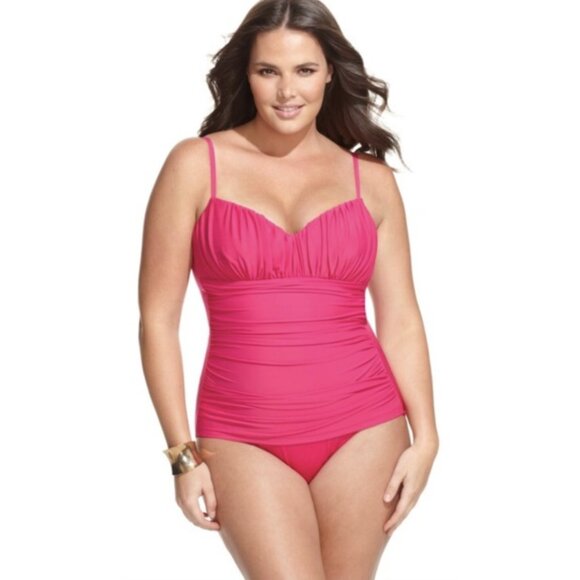 Miraclesuit Other - MIRACLESUIT Rialto Hot Fuchsia Pink Ruched Slimming One Piece Swimsuit - Size 16